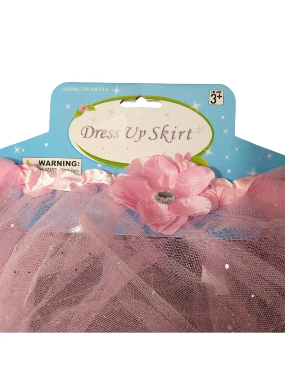 Girls Costume Dress Up Skirt Tutu Mesh Pink Flower Sparkly One Size Age 4-6